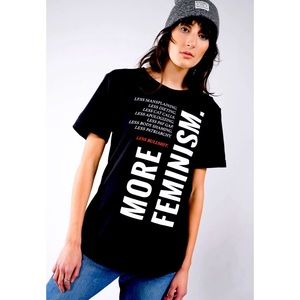 Wildfang “More Feminism” Black Graphic Tee (Small)